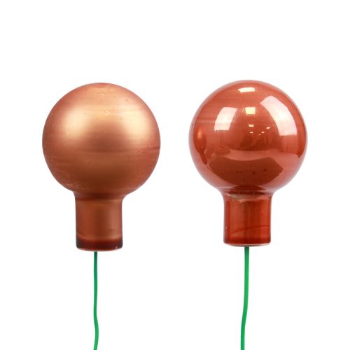 Article Mini boules de Noël sur fil de verre rouge orange Ø2cm 140pcs