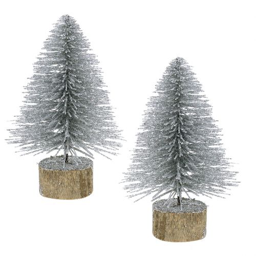 Floristik24 Décoration de Noël sapin argenté avec paillettes 6pcs