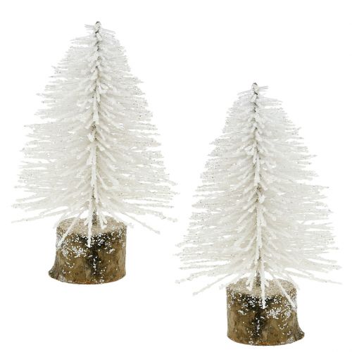 Mini sapin de Noël blanc pailleté 6pcs