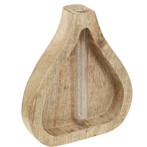 Floristik24 Mini vase tube à essai en verre décoration bois clair naturel H17cm 2pcs