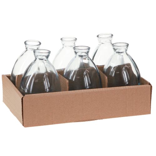 Article Mini vases bulbeux décoratifs en verre teinté bleu H12cm 6 pcs