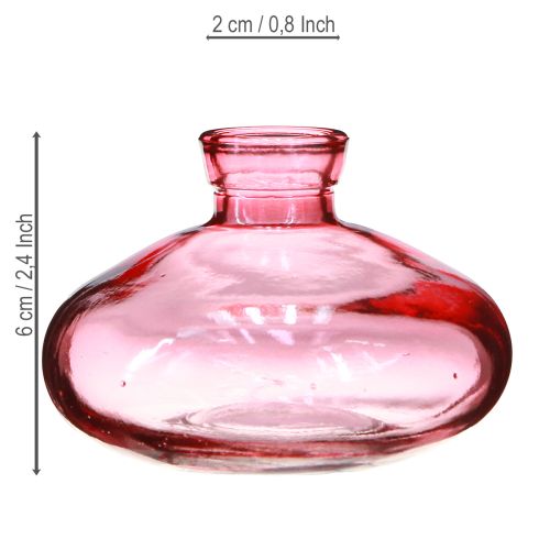 Article Mini vases en verre bombé plat teinté rose Ø9cm H6cm 6 pcs