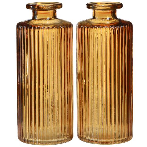 Article Mini vases en verre orange à décor de rainures H13cm 6 pcs