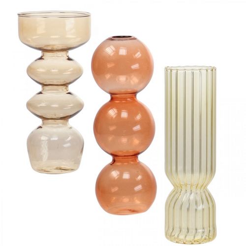 Floristik24 Mini Vases Verre Vases Décoratifs en Verre Colorés H15.5-17cm Lot de 3