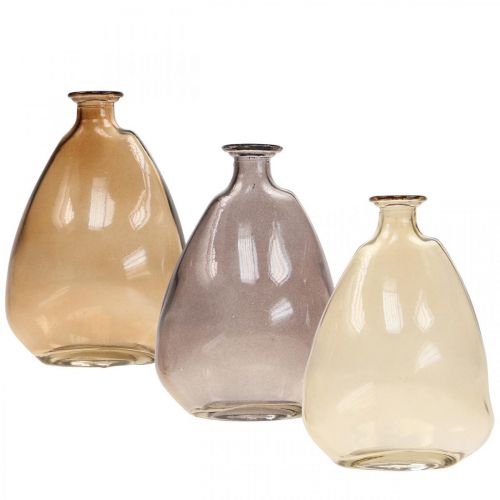 Floristik24 Mini vases vases décoratifs en verre jaune, violet, marron H12cm 3pcs