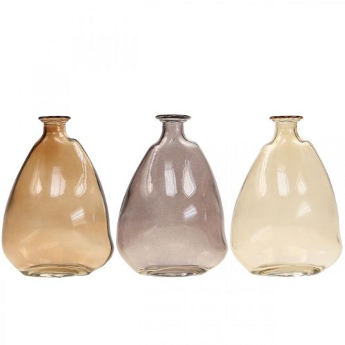 Article Mini vases vases décoratifs en verre jaune, violet, marron H12cm 3pcs
