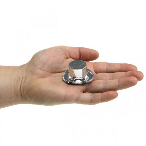 Floristik24 Mini cylindre, décoration scatter réveillon du Nouvel An, décoration de table pour nouvel an argent H2,5cm L5cm 9 pcs