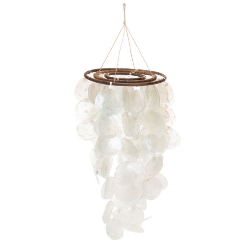Carillon éolien mobile en coquillage Capiz, rond, 70 cm de long, pour balcon ou jardin