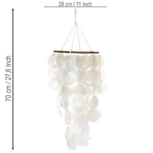 Carillon éolien mobile en coquillage Capiz, rond, 70 cm de long, pour balcon ou jardin | Floristik24.fr