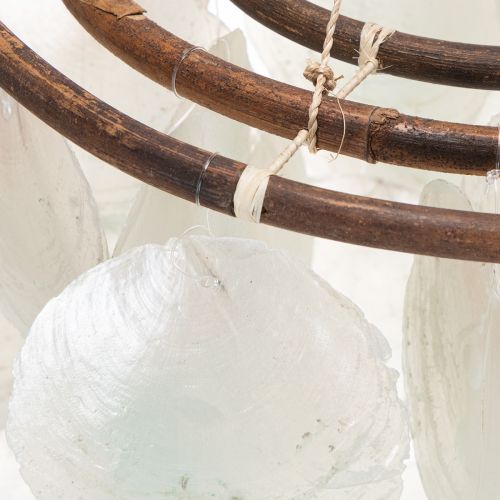 Carillon éolien mobile en coquillage Capiz, rond, 70 cm de long, pour balcon ou jardin | Floristik24.fr