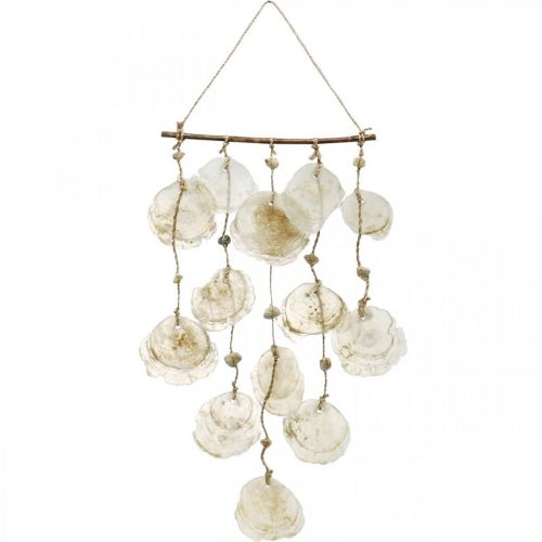 Suspension décoration maritime, coquillages capiz, décoration estivale L73cm l35cm