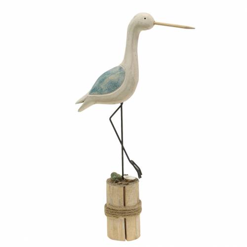 Wader bois blanc bleu 21,5x5,5cm H37cm