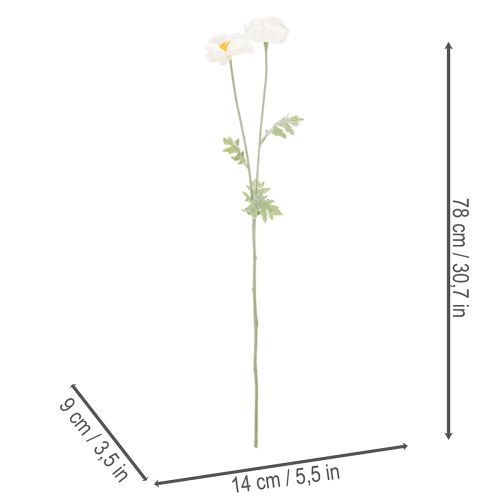 Kunstblume Pavot Blanc Tige Longue 78cm Lot de 3 | Floristik24.fr