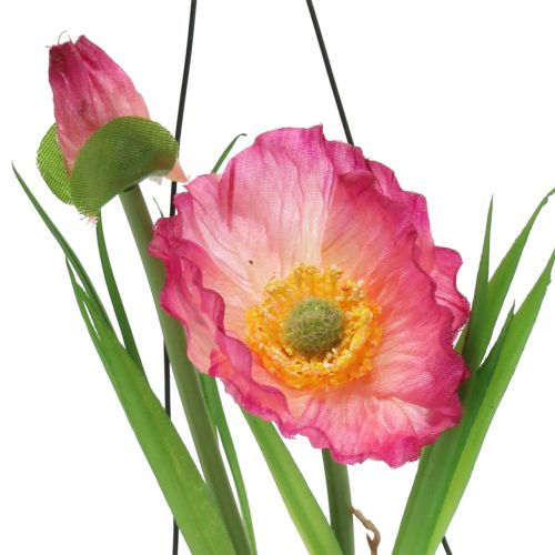 Floristik24 Coquelicot en verre à suspendre Rose H22cm