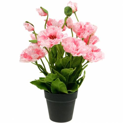 Pavot d&#39;Orient, fleur artificielle, pavot en pot rose