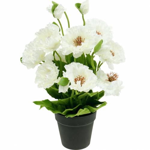 Pavot dans un pot de fleurs en soie blanche décoration florale