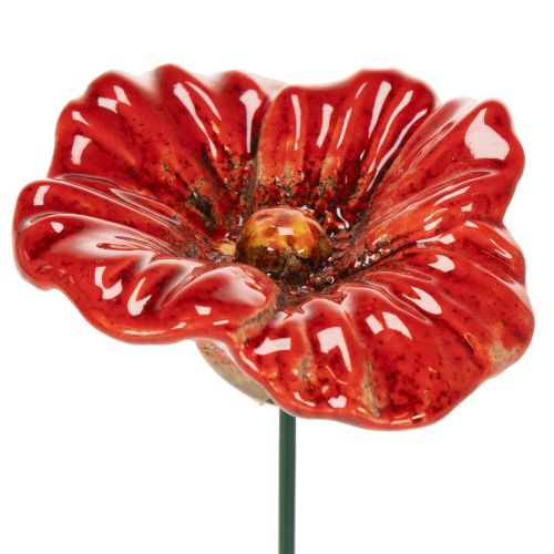 Article Coquelicots en céramique, décoration romantique pour le printemps, jardin et parterres de fleurs, 31 cm, lot de 6.