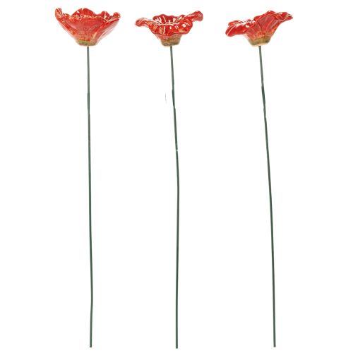Article Coquelicots en céramique, décoration romantique pour le printemps, jardin et parterres de fleurs, 31 cm, lot de 6.