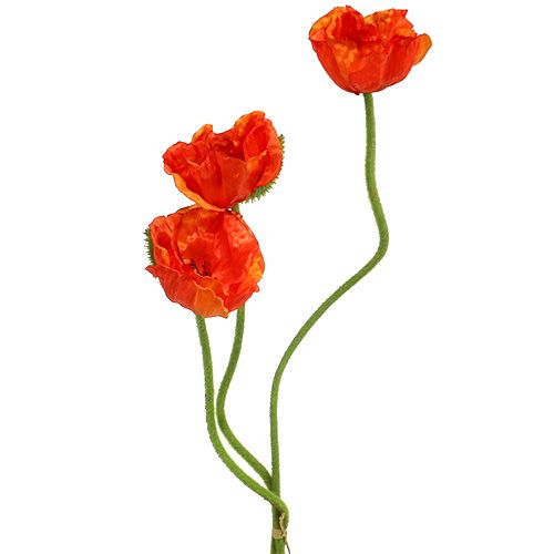 Coquelicots fleurs artificielles artificielles orange 58cm–74cm 3pcs