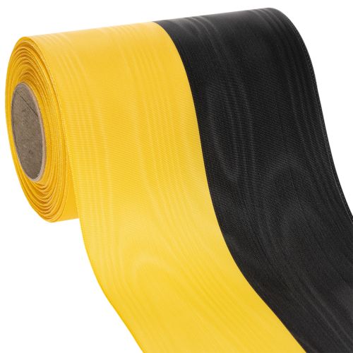 Ruban moiré pour couronne 150 mm jaune et noir - ruban de deuil, écharpe, décoration, ruban de club - rouleau de 25 m acheter | Floristik24.fr