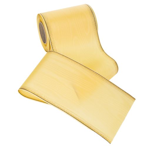 Article Ruban moiré pour couronne, jaune à bordure dorée, 125 mm x 25 m - Ruban de deuil de haute qualité, ruban décoratif, ruban pour nœud
