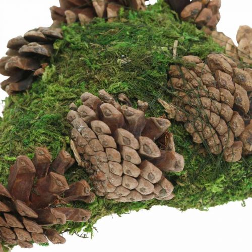Décoration tombe coeur mousse avec cônes pour arrangement funéraire 20×13cm