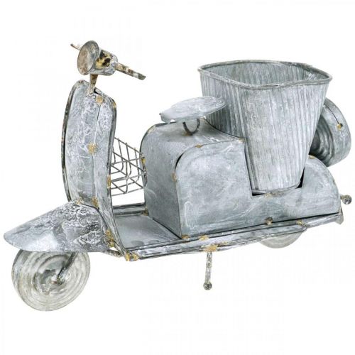 Floristik24 Pot de fleurs scooter métal vintage blanc lavé 35×12×23cm