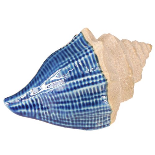Floristik24 Coquillage Décoration Maritime Céramique Bleu Beige 16.5×11×9.5cm 2 pcs