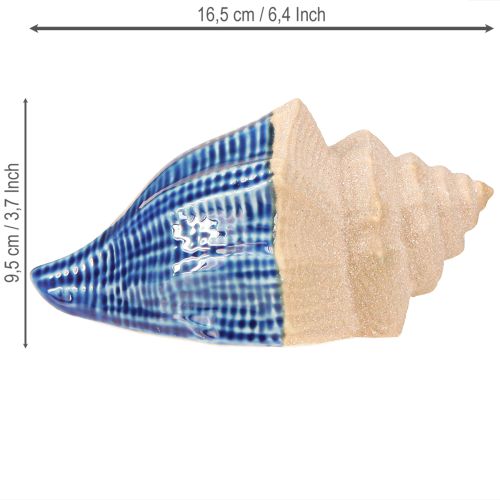 Article Coquillage Décoration Maritime Céramique Bleu Beige 16.5×11×9.5cm 2 pcs