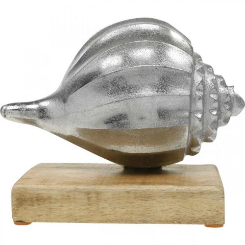 Article Coquillage en métal, décoration maritime à placer argent, couleurs naturelles H15cm L18,5cm
