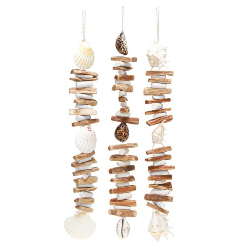 Article Guirlande de coquillages escargots de mer décoration d&#39;été naturel assorti 69cm 3pcs