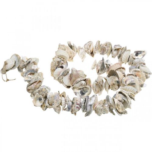 Article Guirlande de coquillages, décoration maritime, été, collier coquillages couleurs naturelles L130cm