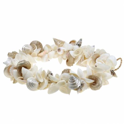 Floristik24 Couronne de coquillages blanc naturel Ø40cm