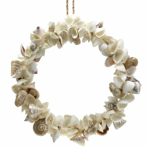 Floristik24 Couronne de coquillages blanc naturel Ø40cm