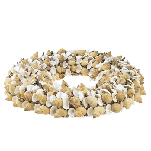 Article Couronne de coquillages escargots de mer blanc naturel Ø35cm