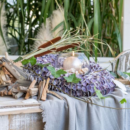 Floristik24 Couronne de coquillages, coquillages naturels chippy violet, anneau en coquillages Ø25cm
