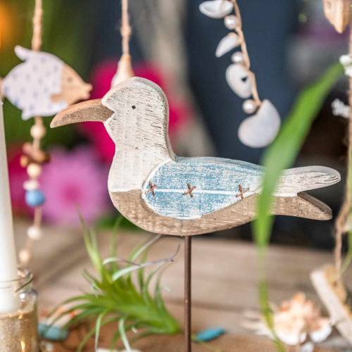 Floristik24 Mouette en bois bleu blanc 20cm × 5cm H25cm