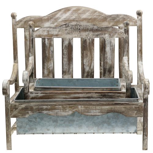 Floristik24 Banc de plantation en bois naturel, zinc H40cm, lot de 2