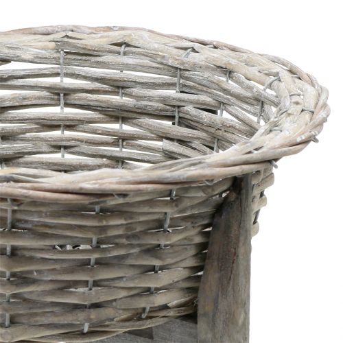 Floristik24 Bol en osier avec support en bois gris, blanc lavé Ø40cm