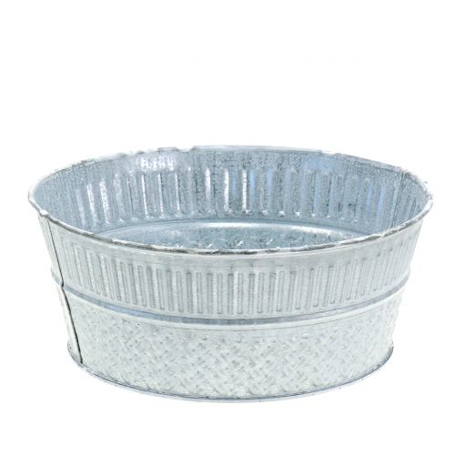 Floristik24 Bol en zinc motif tressé gris, blanc lavé Ø21cm H8.5cm