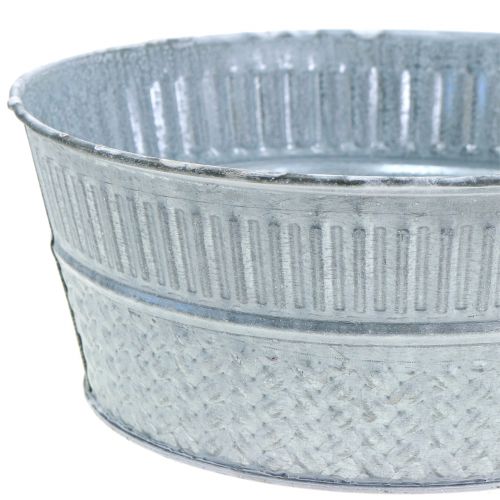 Floristik24 Bol en zinc motif tressé gris, blanc lavé Ø21cm H8.5cm