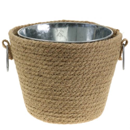 Floristik24 Pot en zinc avec cache pot en jute Ø18cm H15cm