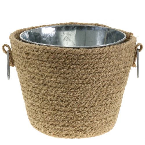 Floristik24 Pot en zinc avec pot en jute Ø13cm H12cm