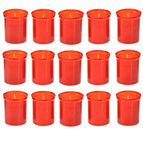 Article Bougies de recharge pour lanternes funéraires rouges H6,5 cm 22 h 15 pièces