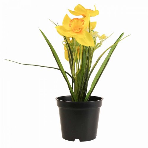 Jonquille en pot fleur artificielle jaune jonquille H21cm