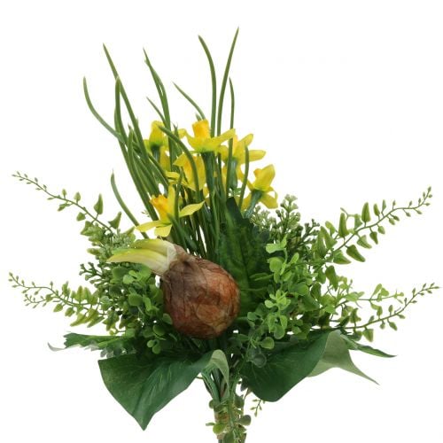 Bouquet de narcisses artificiel avec branches et oignons 38cm
