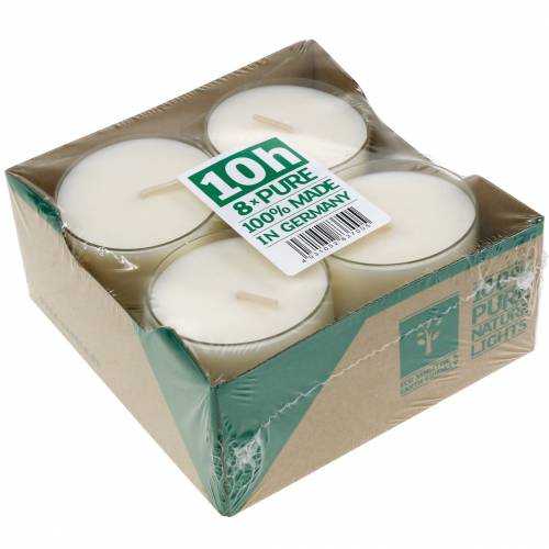 Article Bougies chauffe-plat Pure Nature Lights Durée de combustion 10 heures Bougies cire de colza 8 pcs