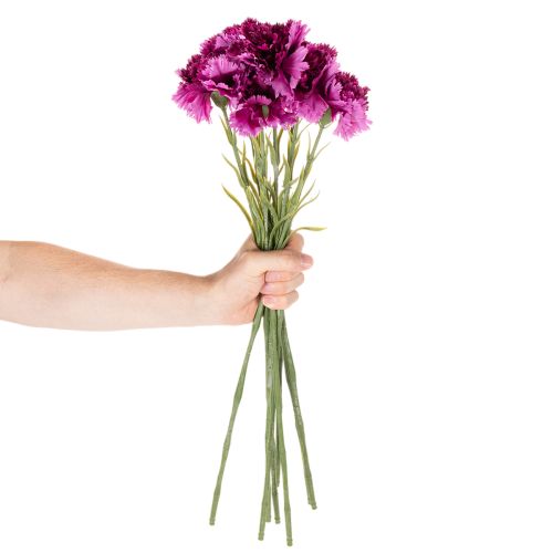 Fleurs artificielles œillet bicolores 56 cm bouquet de 8 tiges | Floristik24.fr