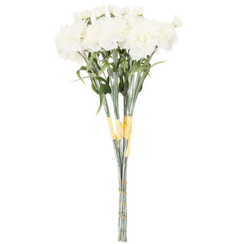 Kunstificiel bouquet d'œillets blancs 40 cm, 4 pièces | Floristik24.fr