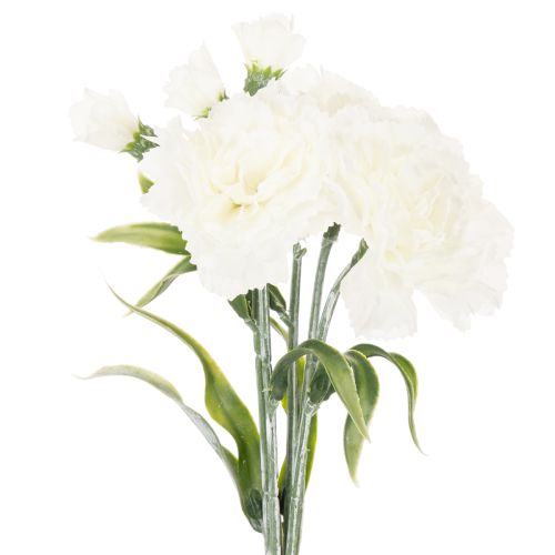 Kunstificiel bouquet d'œillets blancs 40 cm, 4 pièces | Floristik24.fr